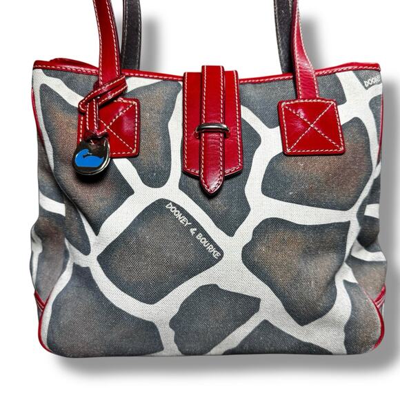 Dooney & Bourke Giraffe Print Leather Tote Purse w/ Matching Clutch & Key Case - Picture 3 of 11